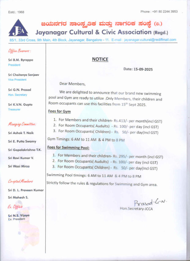 Swimming Pool & Gym Ready to Utilize